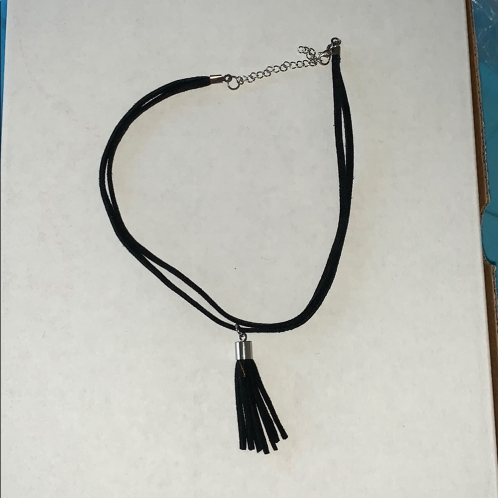 Black choker with fringe